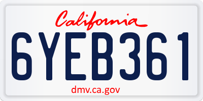 CA license plate 6YEB361
