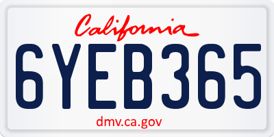CA license plate 6YEB365