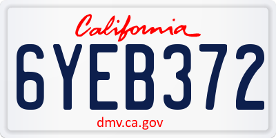 CA license plate 6YEB372