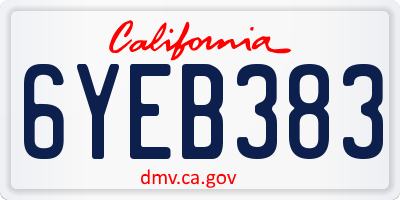 CA license plate 6YEB383