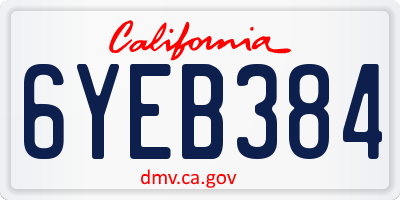 CA license plate 6YEB384