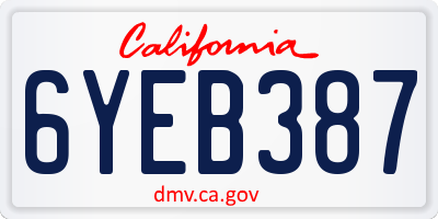 CA license plate 6YEB387