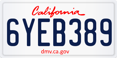 CA license plate 6YEB389