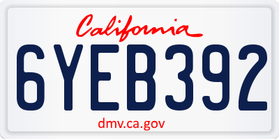 CA license plate 6YEB392
