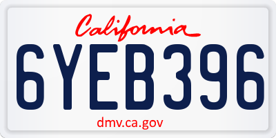 CA license plate 6YEB396
