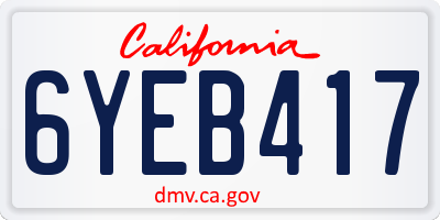 CA license plate 6YEB417