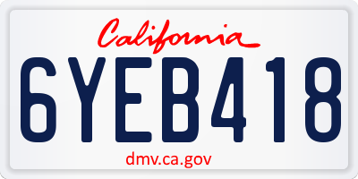 CA license plate 6YEB418