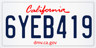 CA license plate 6YEB419