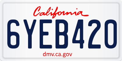 CA license plate 6YEB420
