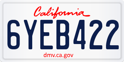 CA license plate 6YEB422