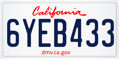 CA license plate 6YEB433
