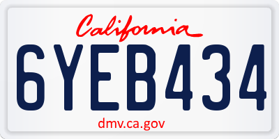 CA license plate 6YEB434