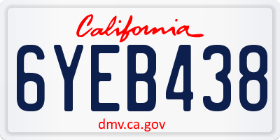 CA license plate 6YEB438