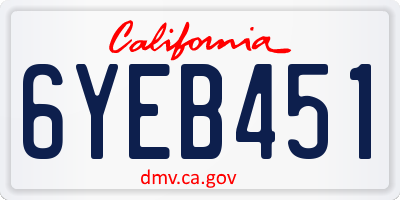 CA license plate 6YEB451
