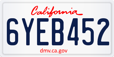 CA license plate 6YEB452