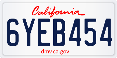 CA license plate 6YEB454