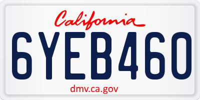 CA license plate 6YEB460