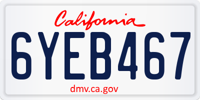 CA license plate 6YEB467