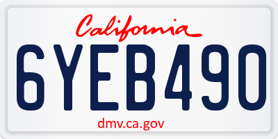 CA license plate 6YEB490