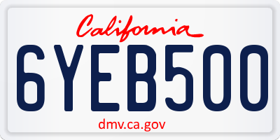 CA license plate 6YEB500