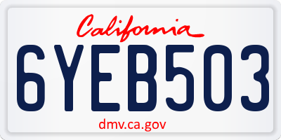 CA license plate 6YEB503