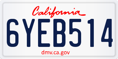 CA license plate 6YEB514