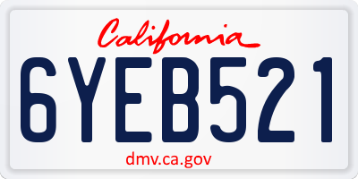 CA license plate 6YEB521