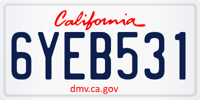 CA license plate 6YEB531
