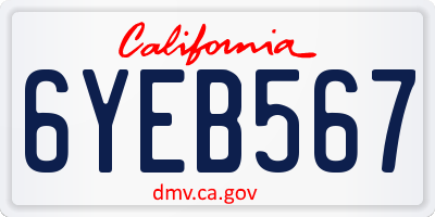 CA license plate 6YEB567