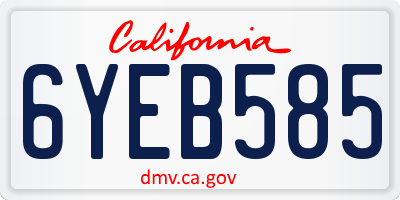 CA license plate 6YEB585