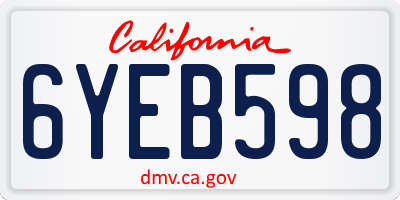CA license plate 6YEB598