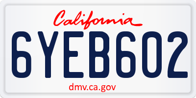 CA license plate 6YEB602