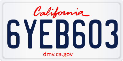 CA license plate 6YEB603