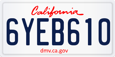 CA license plate 6YEB610