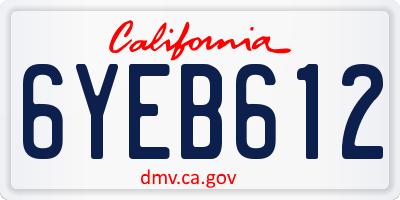 CA license plate 6YEB612