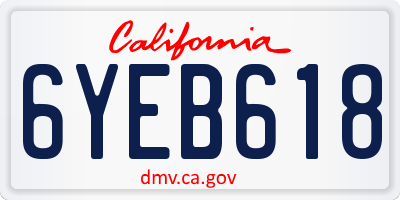 CA license plate 6YEB618
