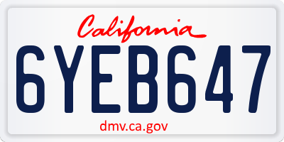 CA license plate 6YEB647
