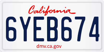 CA license plate 6YEB674