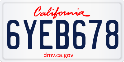 CA license plate 6YEB678