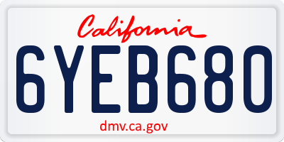 CA license plate 6YEB680