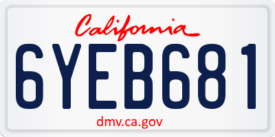 CA license plate 6YEB681