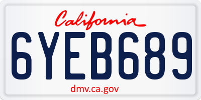 CA license plate 6YEB689