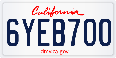 CA license plate 6YEB700