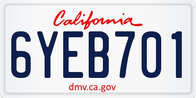 CA license plate 6YEB701