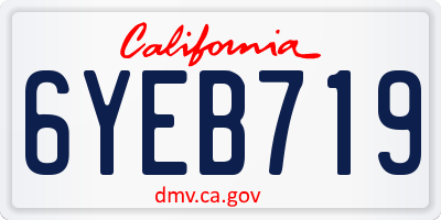 CA license plate 6YEB719