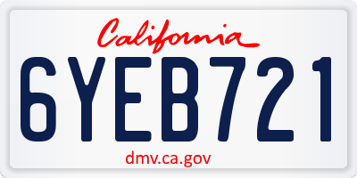 CA license plate 6YEB721