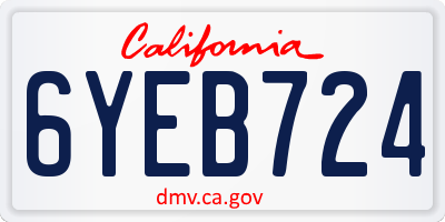 CA license plate 6YEB724