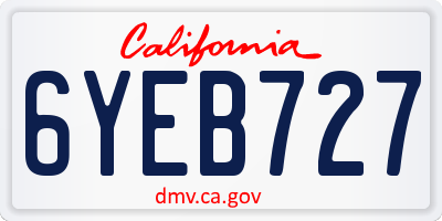CA license plate 6YEB727