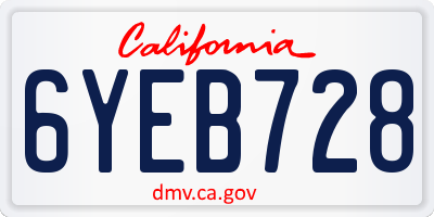 CA license plate 6YEB728