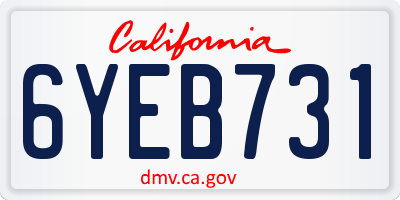 CA license plate 6YEB731